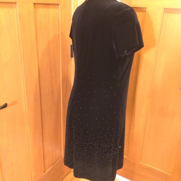 Black Knit Velvet Dress w Beading on Lower Half - Picture 7 of 12